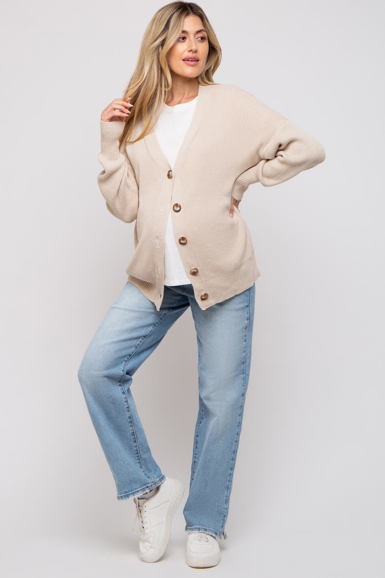 Basic Ribbed Cardigan Sweater, Alternate, color, Cream