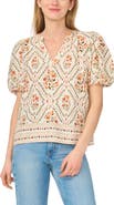 CeCe Printed Puff Sleeve Top