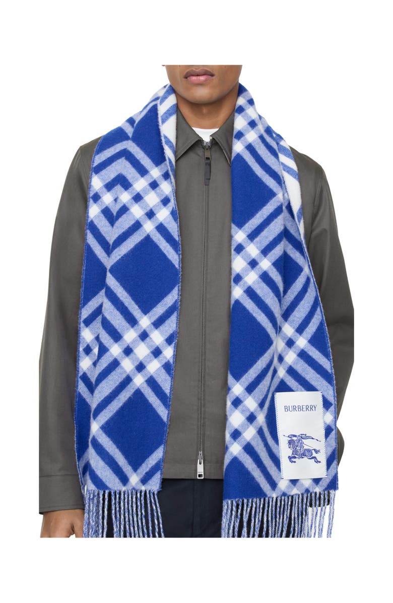 Burberry Check Cashmere Scarf, Alternate, color, Knight