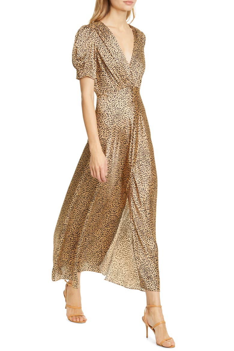 Lea Print Silk Maxi Dress, Alternate, color, CAMO LEOPARD