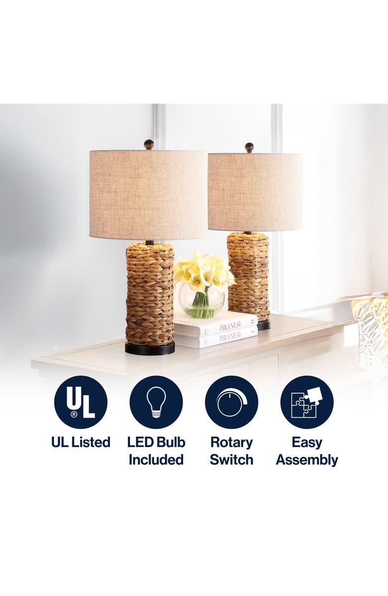 JONATHAN Y Elicia 25" 1-Light Coastal Water Hyacinth LED Table Lamp, Alternate, color, Natural