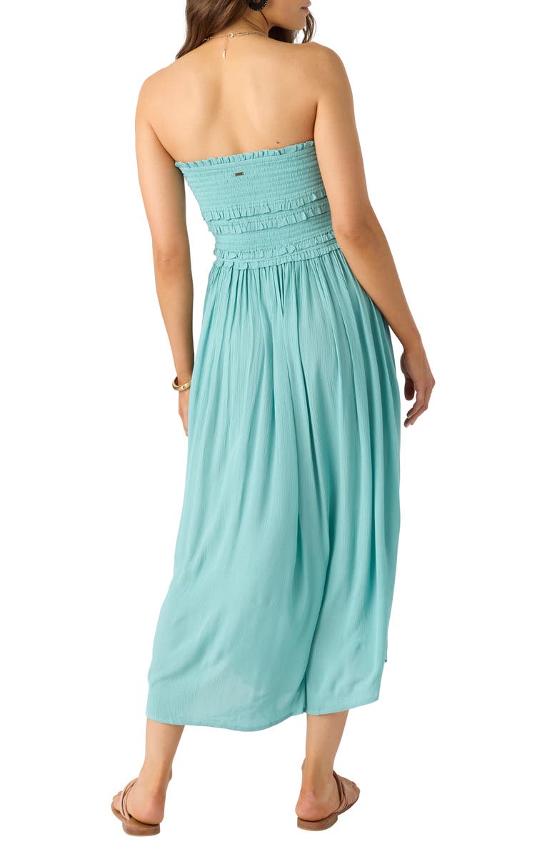O'Neill Devyn Smocked Strapless Midi Dress, Alternate, color, Nile Blue