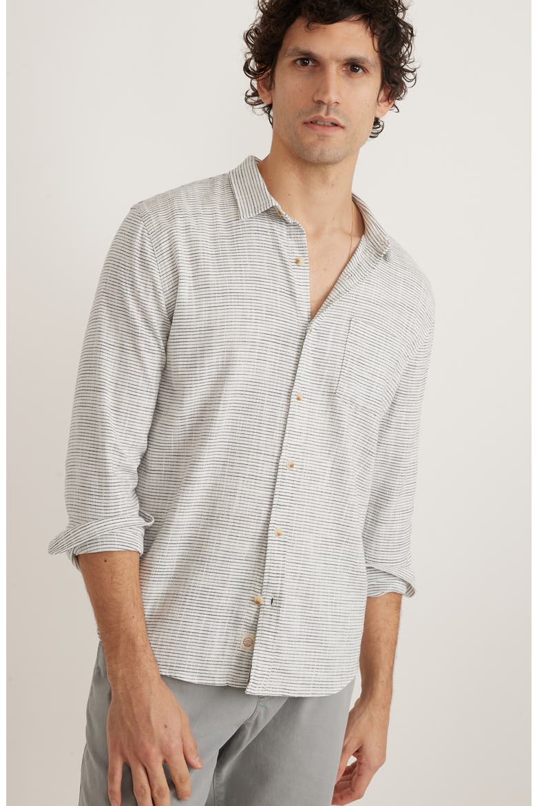 Stripe Stretch Cotton Button-Up Shirt, Alternate, color, NATURAL/BLACK STRIPE