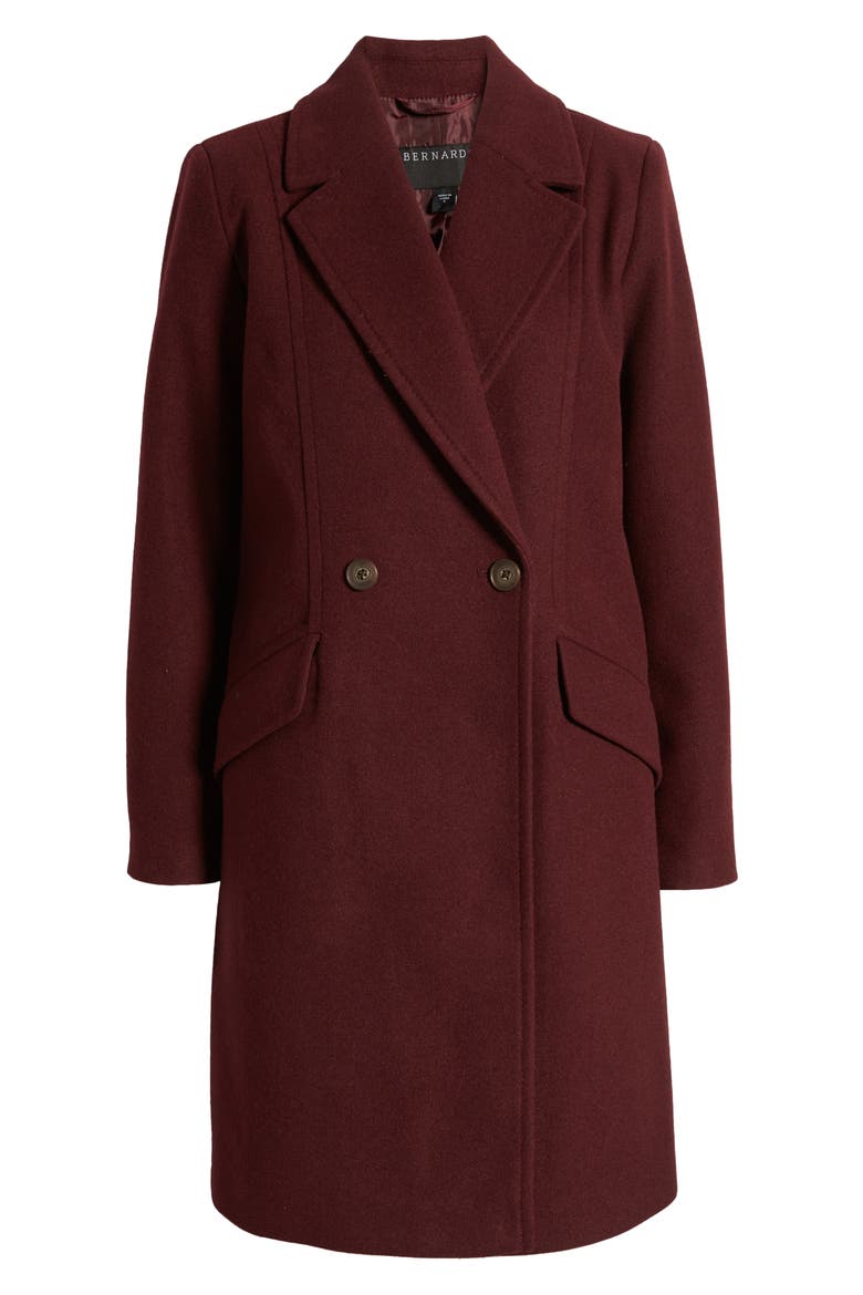 Double Breasted Coat, Alternate, color, BERRY WINE