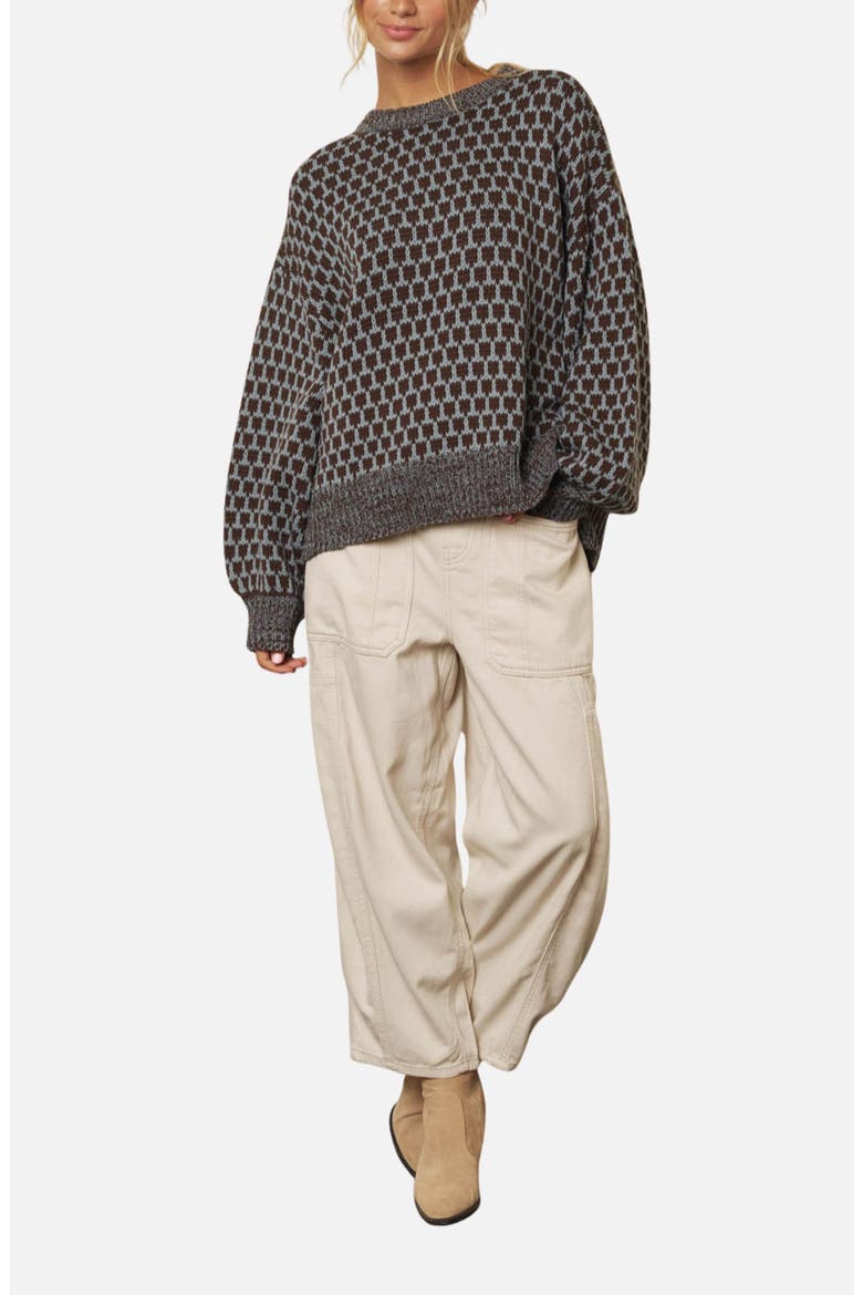 Geometric Pattern Relaxed Sweater, Alternate, color, DUSTY BLUE