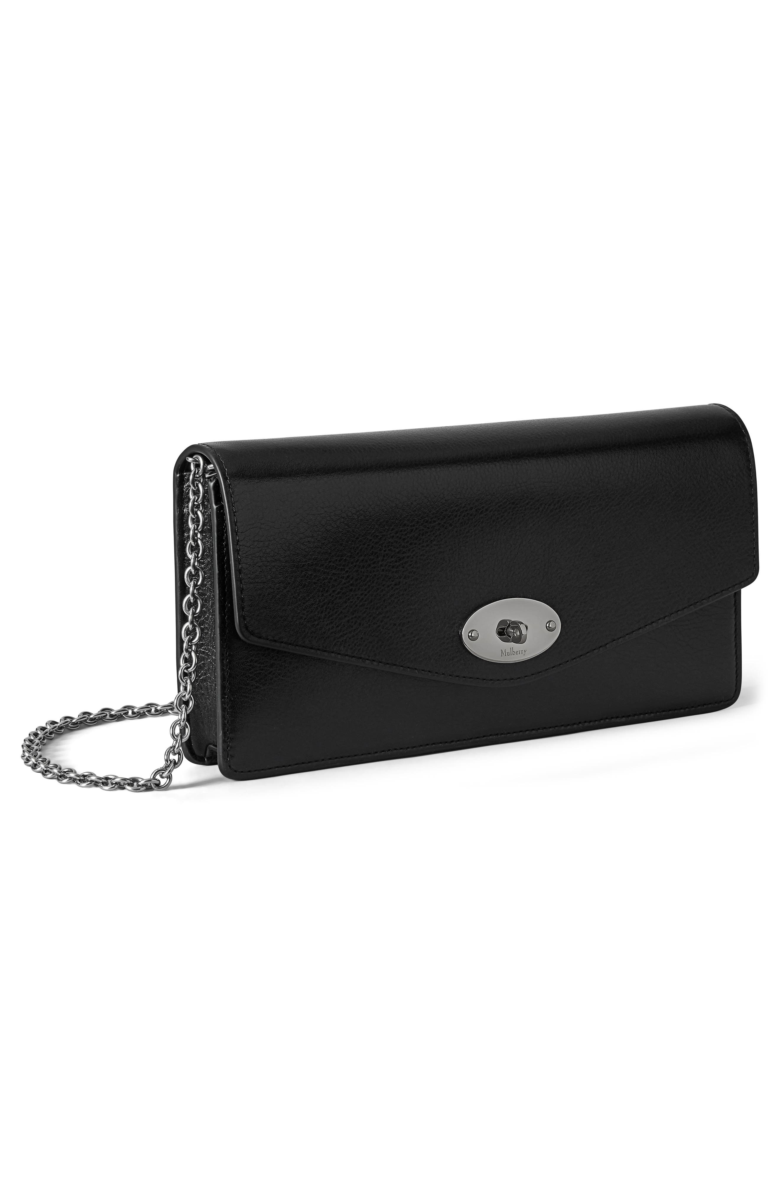 Mulberry Darley Leather Clutch, Alternate, color, Black