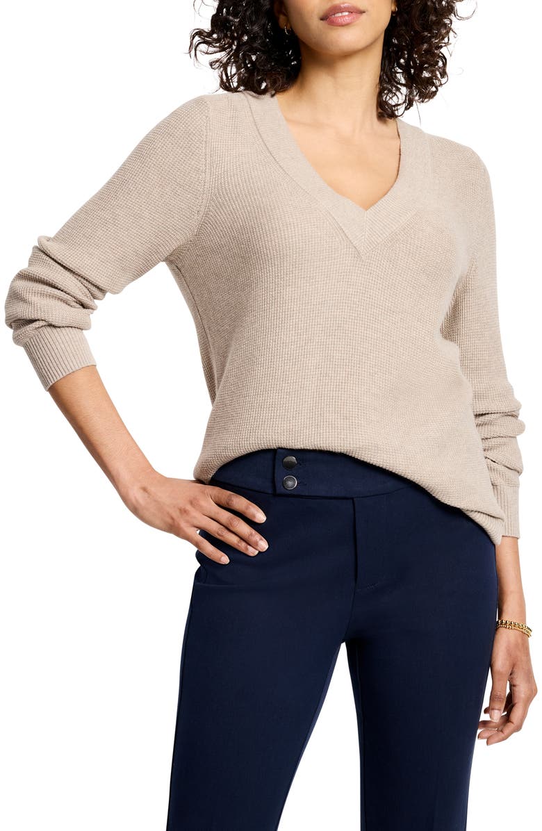 NIC+ZOE Waffle Stitch V-Neck Sweater, Main, color,