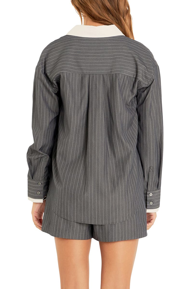 Grey Lab Oversize Pinstripe Button-Up Shirt, Alternate, color, 
