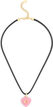 COACH Resin Heart Cord Short Pendant Necklace