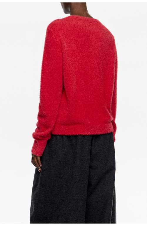Bimba Y Lola Fur Fitted Cardigan In Red