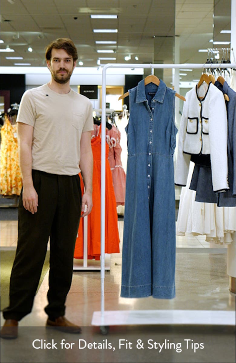 Fuller Sleeveless Denim Midi Shirtdress, sales video thumbnail