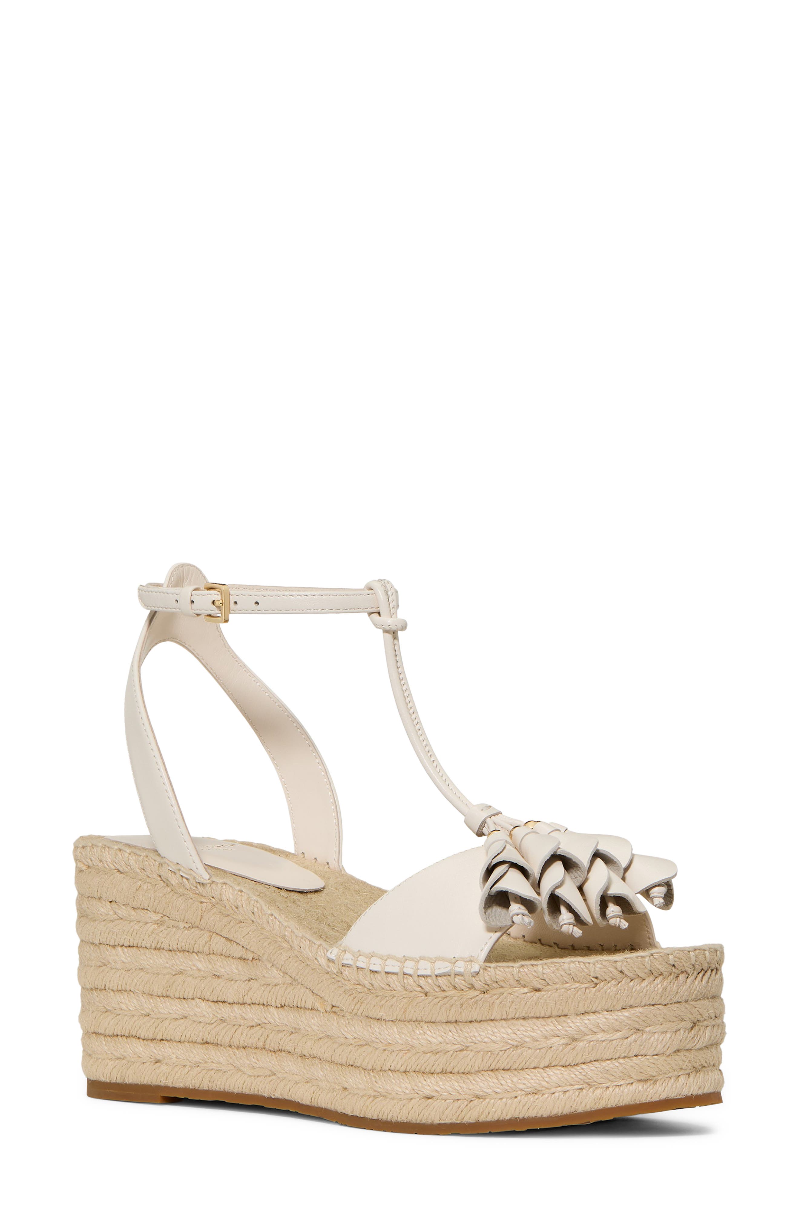 Kate Spade New York ankle strap espadrille platform wedge sandal, Main, color, Cream.