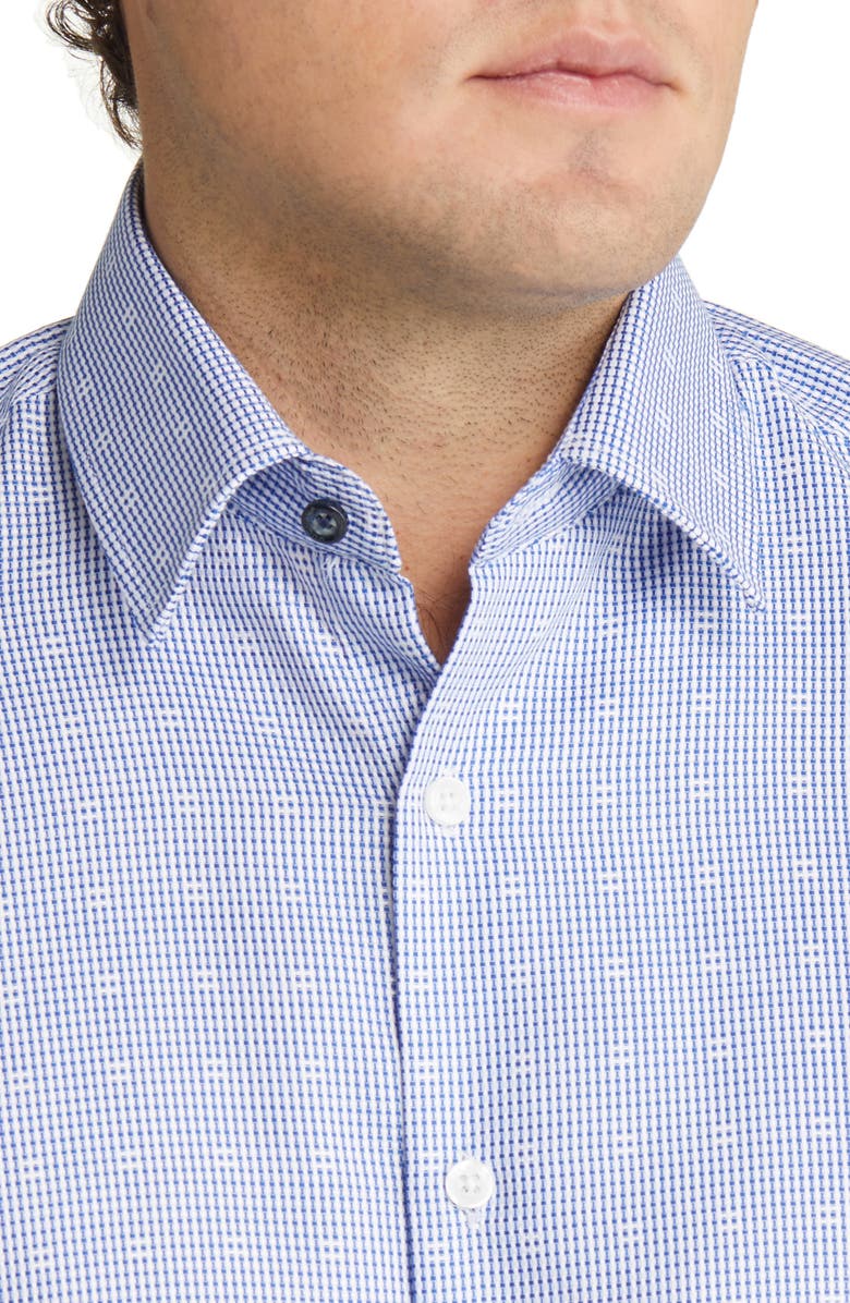 Duchamp Men's Tailored Fit Basket Weave Dress Shirt, Alternate, color, Navy
