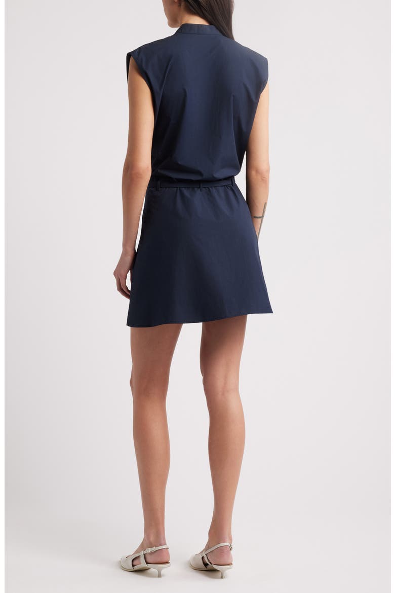 Cap Sleeve Cotton Safari Shirtdress, Alternate, color, NAVY