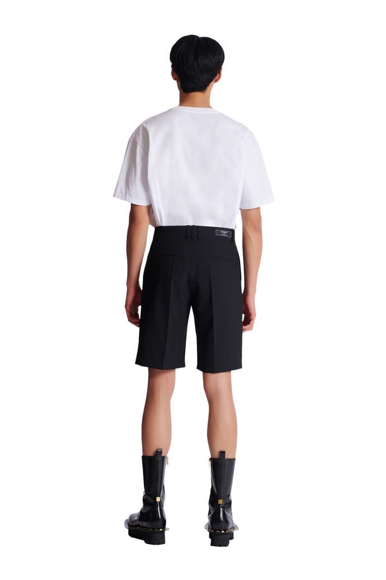 Wool darted Bermuda shorts, Alternate, color, black