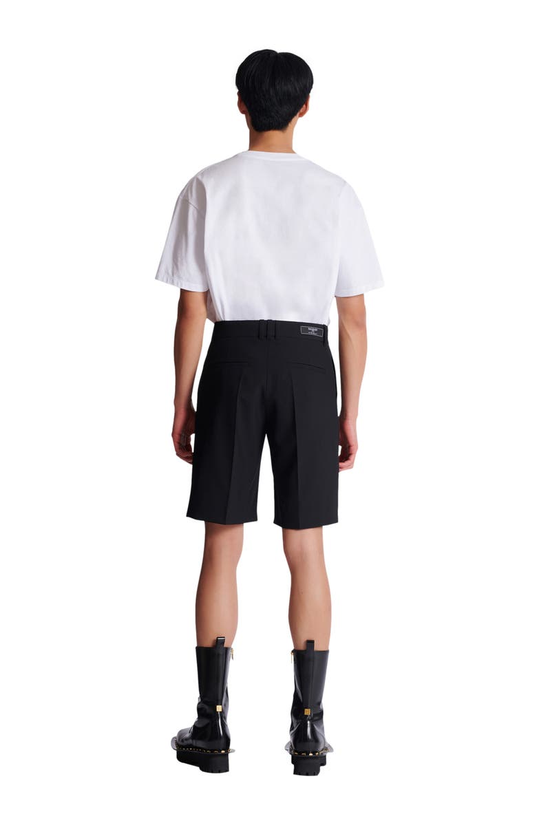 Balmain Wool darted Bermuda shorts, Alternate, color, Black