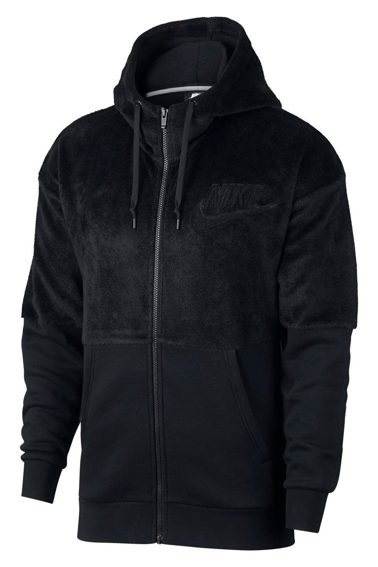 NSW Fleece Zip Hoodie, Main, color, BLACK/ BLACK
