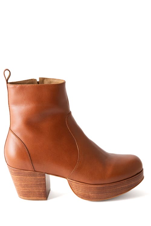 Fortress Charli Leather Platform Clog Boot In Whiskey