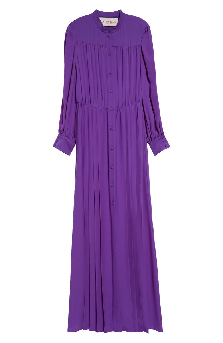 Valentino Garavani Long Sleeve Silk Georgette Shirtdress Gown, Alternate, color, 