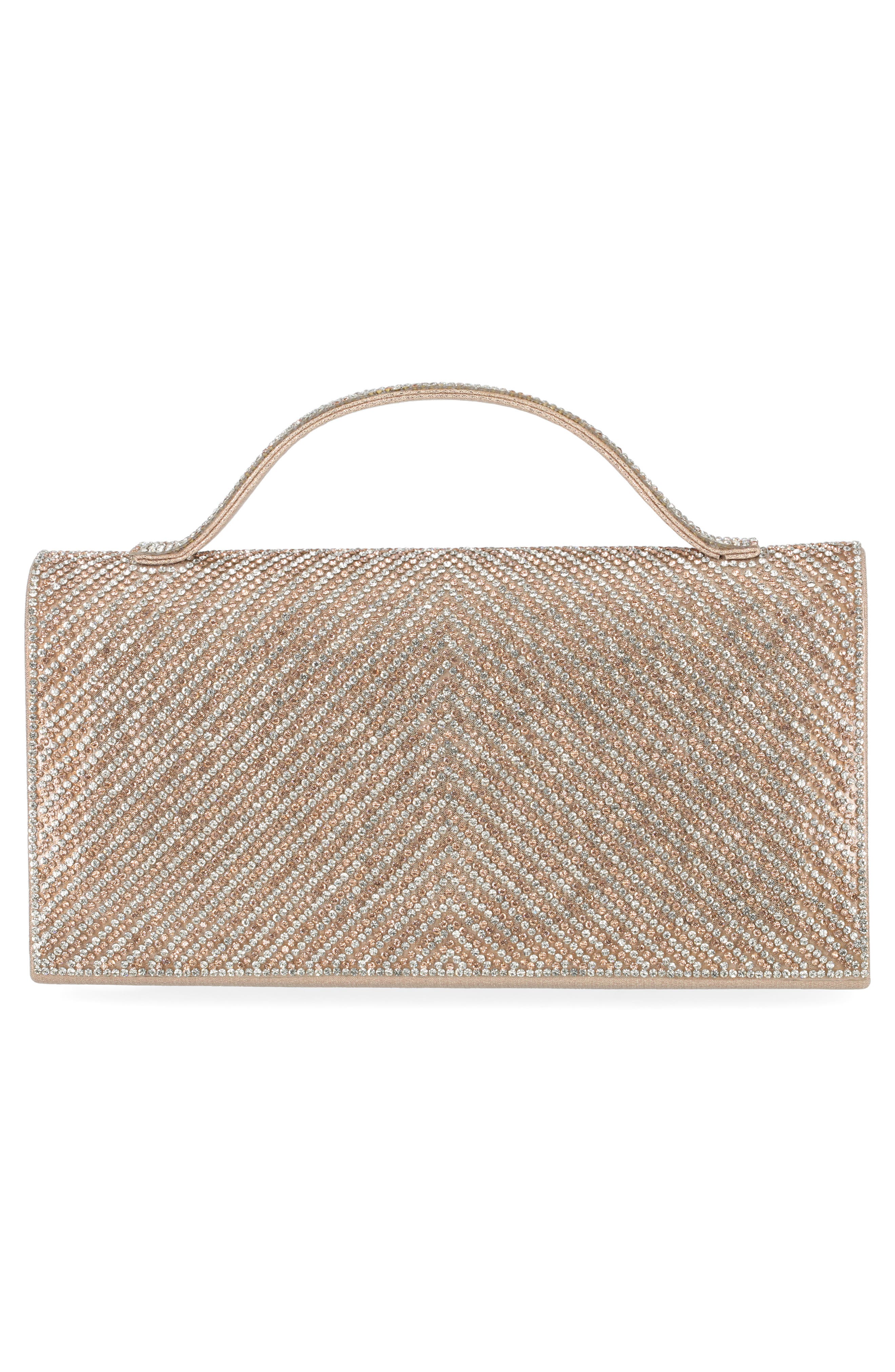 Felicia Rhinestone Embellished Top Handle Clutch, Alternate, color, GOLD CHEVERON