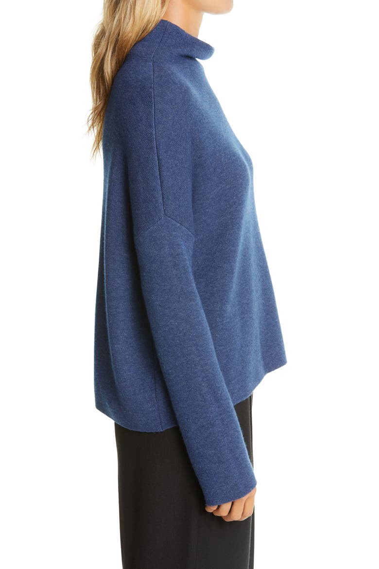 Funnel Neck Wool & Cashmere Blend Sweater, Alternate, color, HEATHER PEACOCK