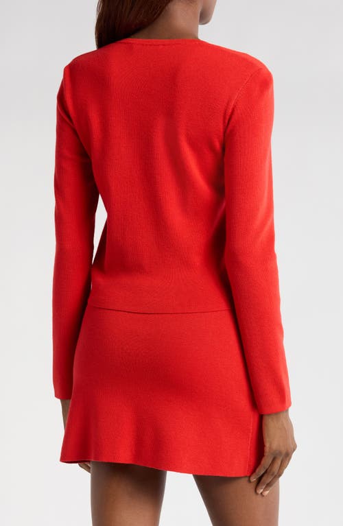 Shop Wayf Carly Rib Cardigan In Scarlet