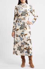 Julia Jordan Floral Long Sleeve Velvet Dress