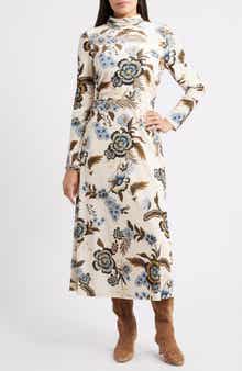 Julia Jordan Floral Long Sleeve Velvet Dress
