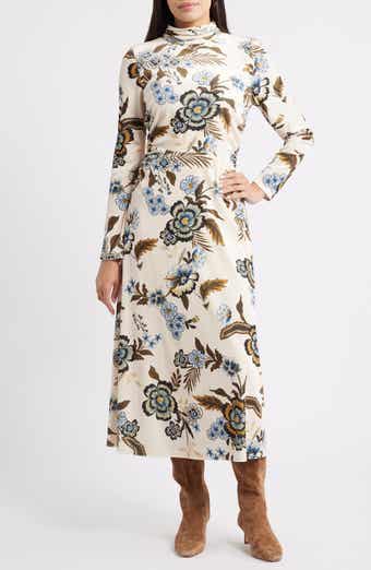 Julia Jordan Floral Long Sleeve Velvet Dress