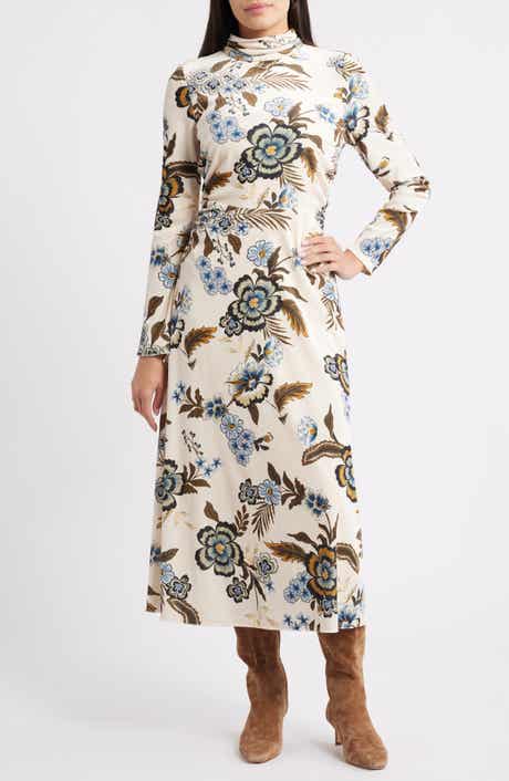 Julia Jordan Floral Long Sleeve Velvet Dress