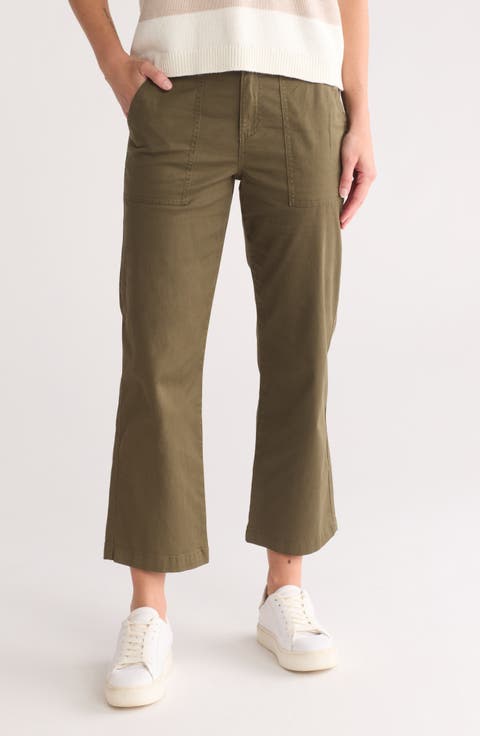 Relaxed Twill Crop Bootcut Pants