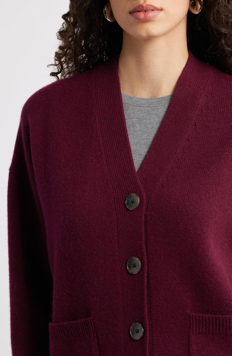 Nordstrom V-Neck Wool & Cashmere Cardigan, Alternate, color, Burgundy Field