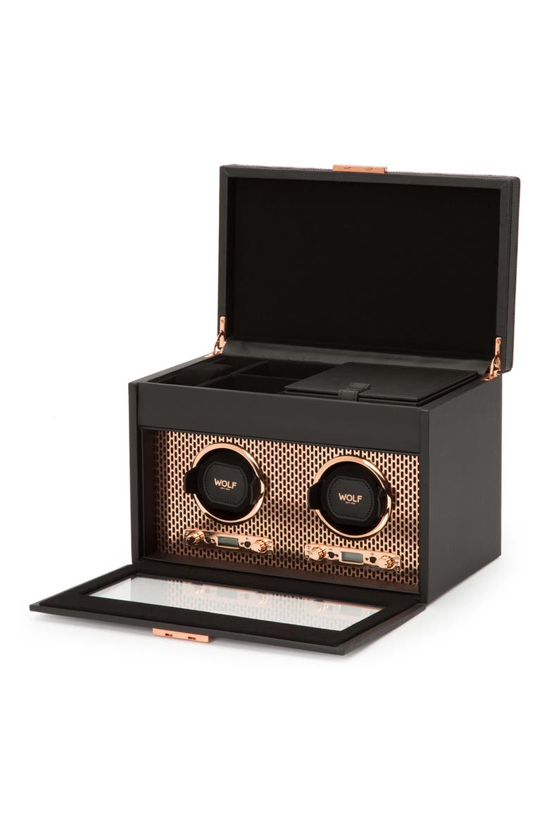 Axis Double Watch Winder with Storage, Alternate, color, COPPER