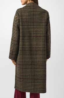 Double Face Plaid Wool Blend Coat