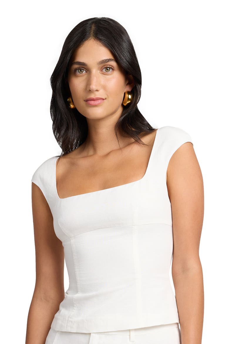 Linen Peplum Top, Alternate, color, WHITE