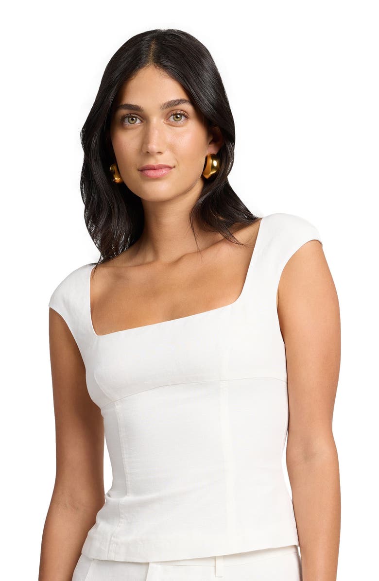 Onia Linen Peplum Top, Alternate, color, White