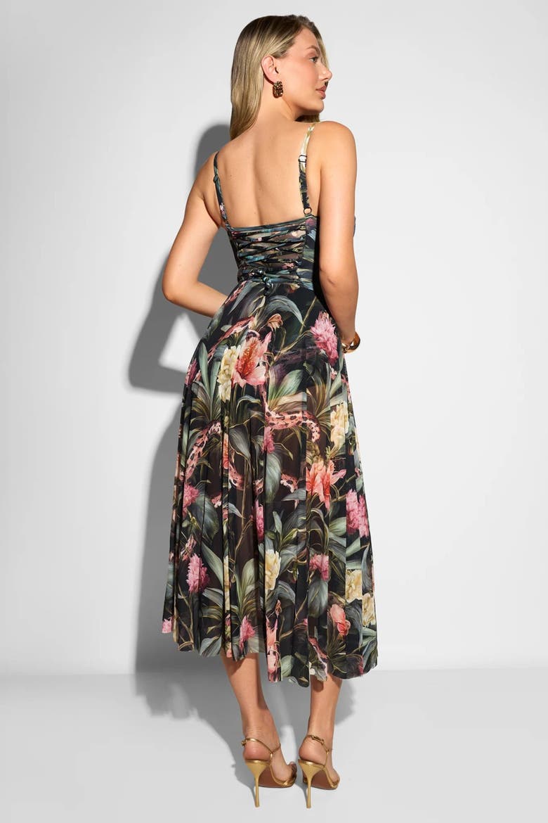 Mega Sculpting Push-Up Midi Dress, Alternate, color, Midnight Peony