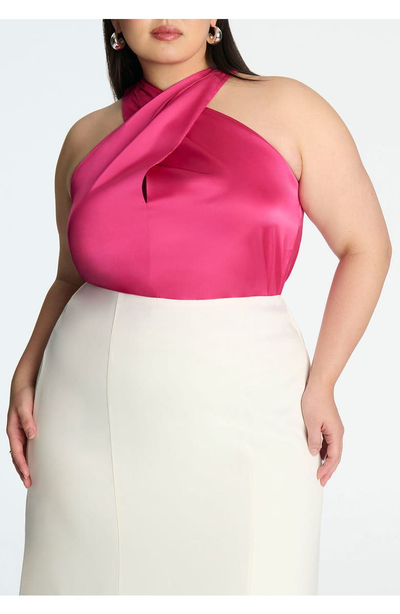 ELOQUII Halter Neck Top, Main, color, Beetroot Purple