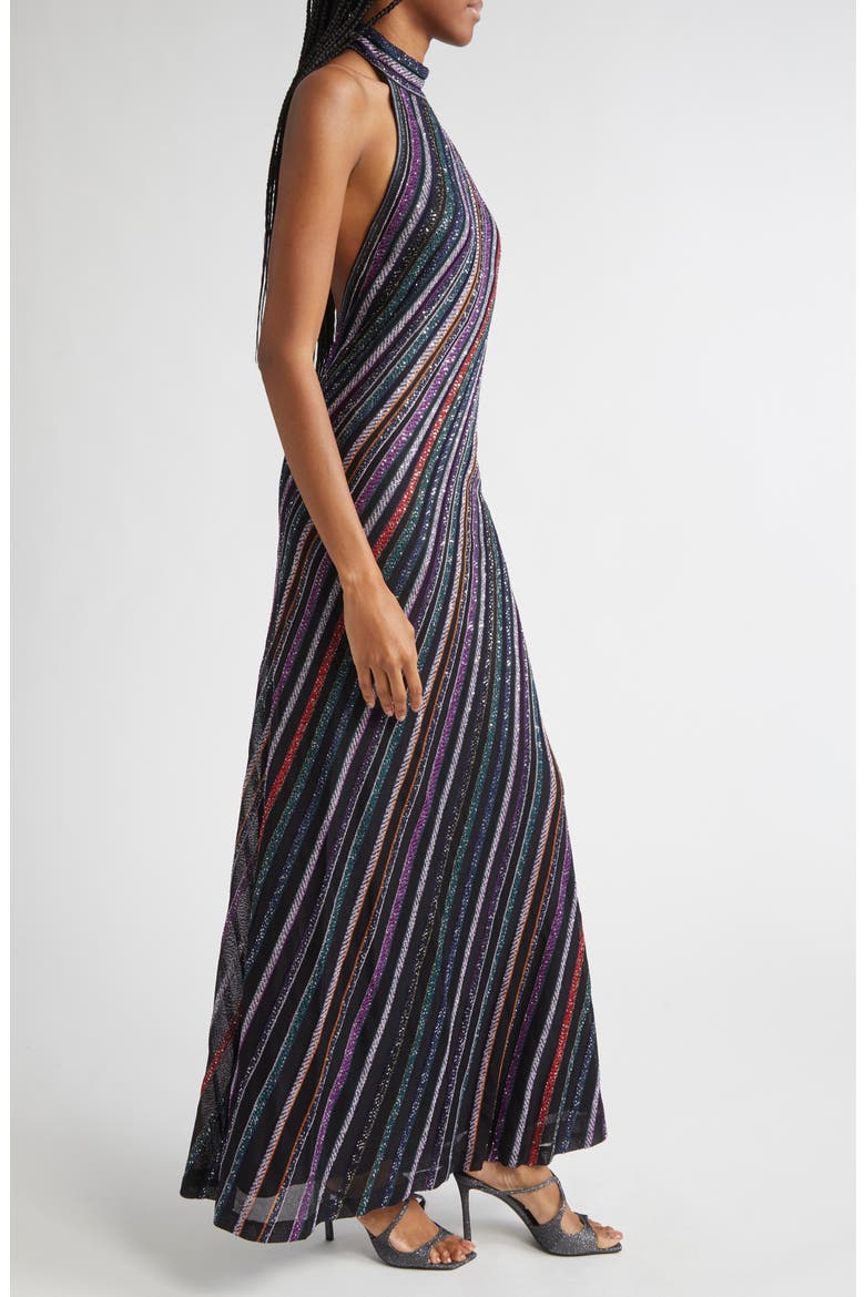 Sequin Stripe Metallic Knit Dress, Alternate, color, PURPLE BLACK ORANGE MULTI