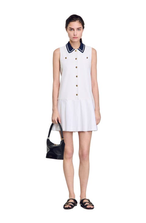 Mini dress with contrasting collar