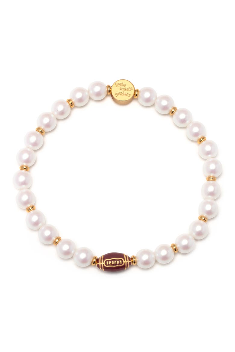 Game Day Football Stacker Beaded Bracelet, Main, color, WHITE