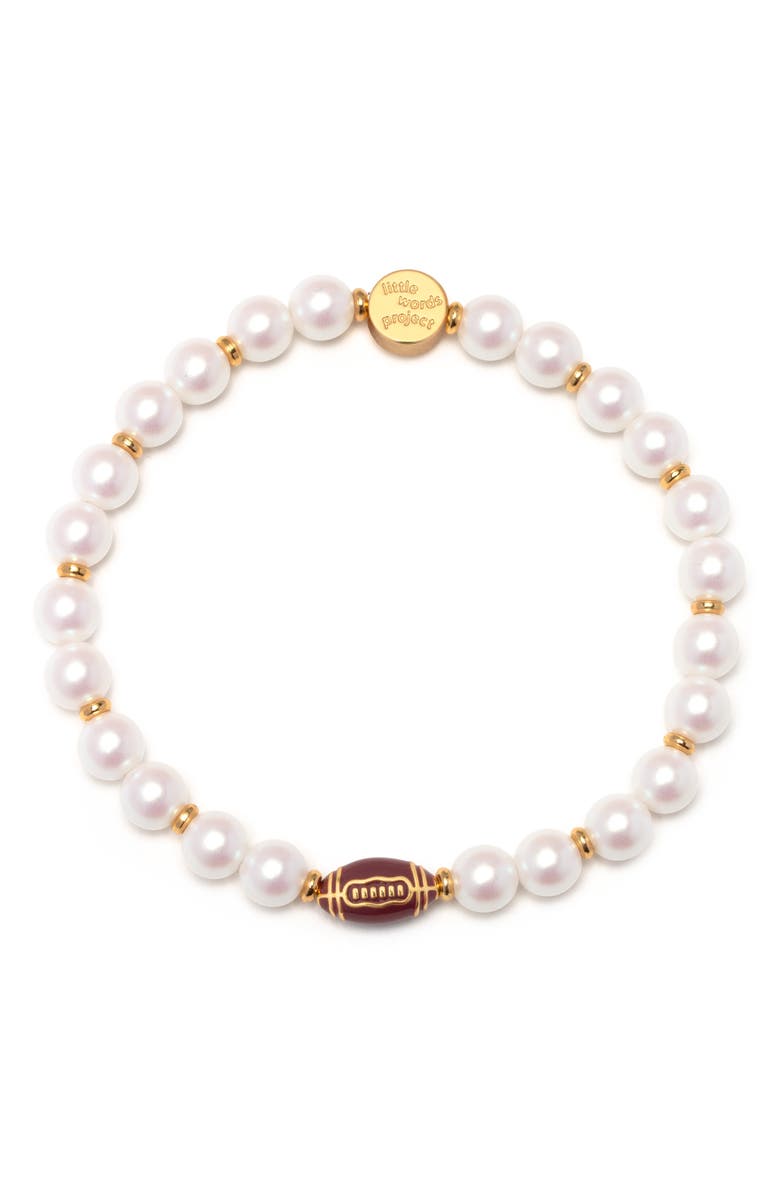 Little Words Project Game Day Football Stacker Beaded Bracelet, Main, color, White