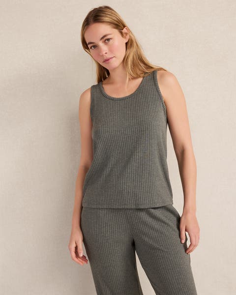 Drapey Rib Knit Scoop Neck Tank