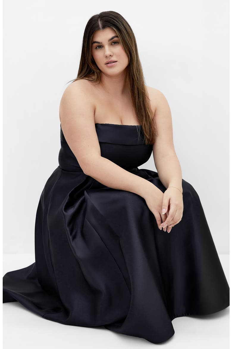 Tiffany Strapless Fit & Flare Dress, Alternate, color, NAVY