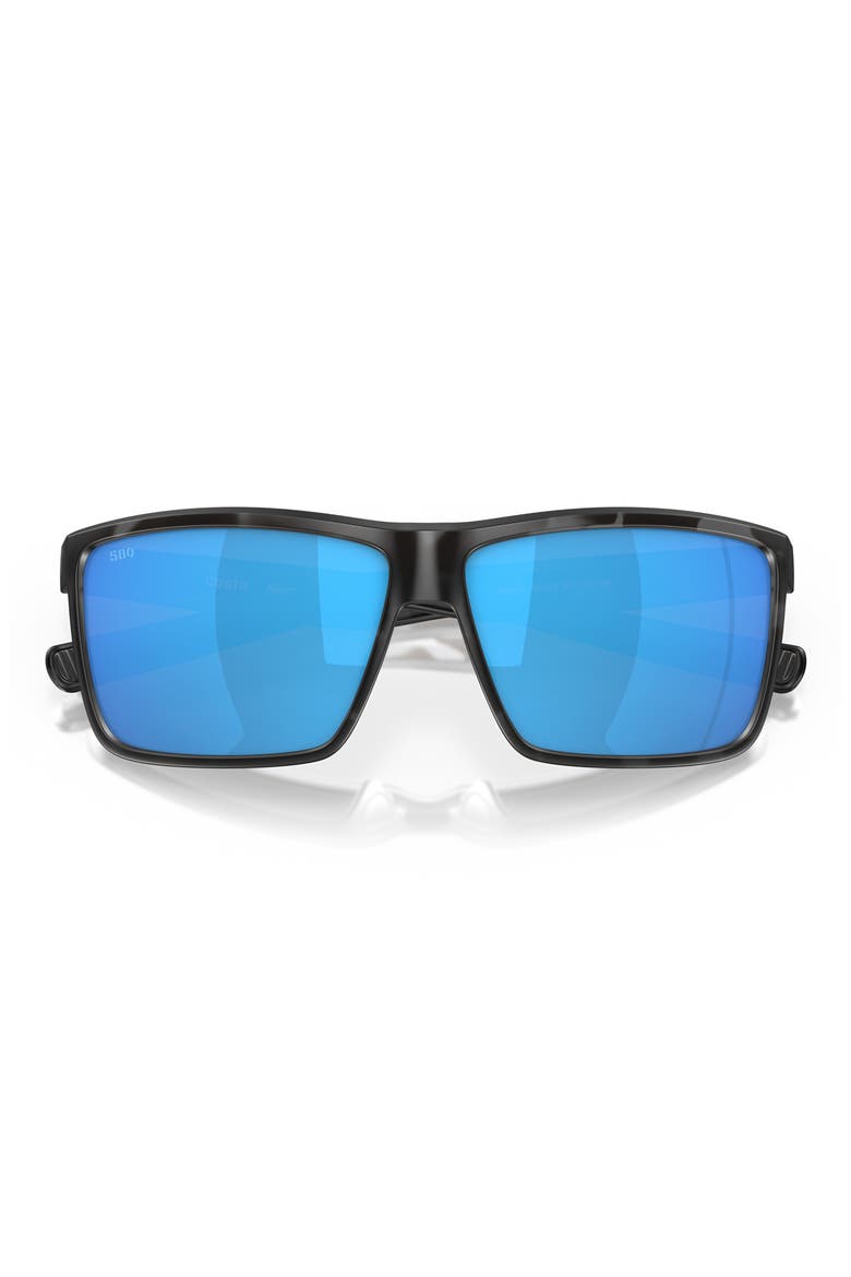 Rinconcito 60mm Polarized Mirrored Rectangular Sunglasses, Alternate, color, TIGER SHARK / BLUE MIRROR 580G