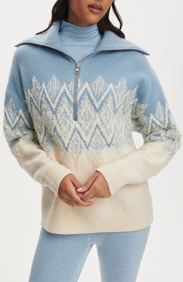 Varley Hedda Fair Isle Half Zip Sweater, Main, color, Ashley Blue