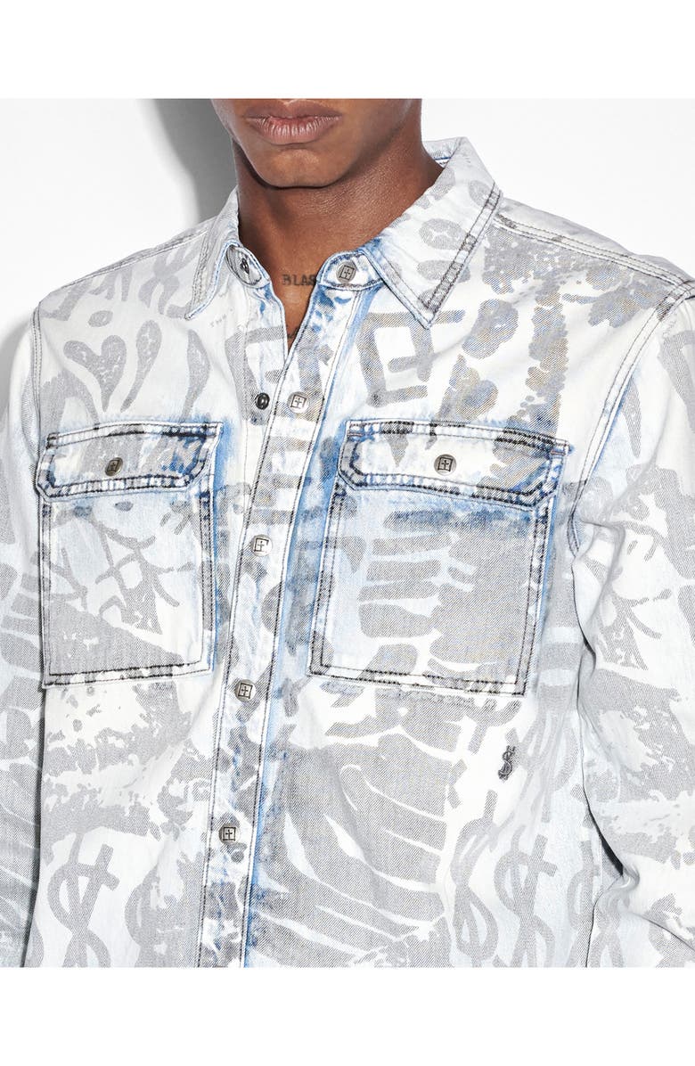 Ksubi Scorpio Icy Kollage Cotton Denim Shirt Jacket, Alternate, color, 