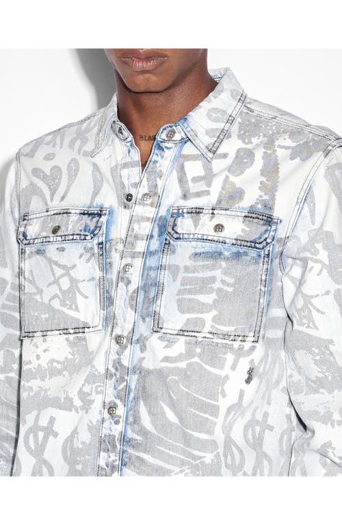 KSUBI KSUBI SCORPIO ICY KOLLAGE COTTON DENIM SHIRT JACKET 