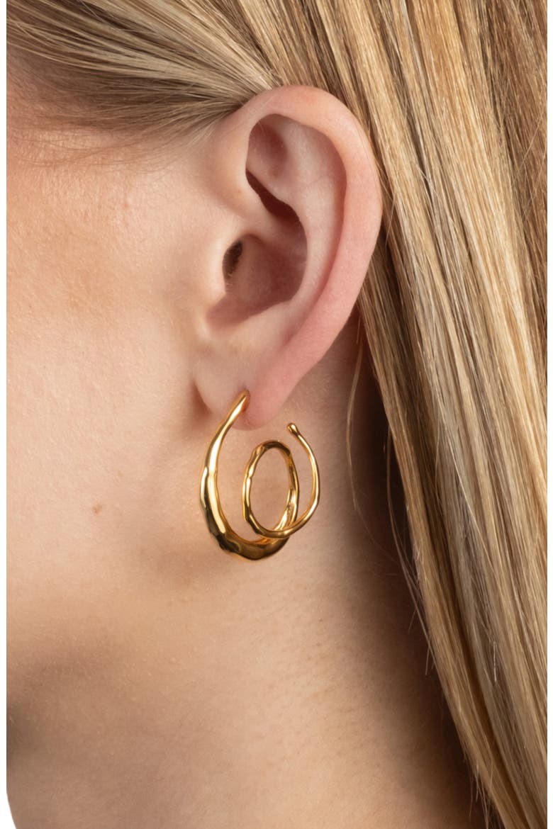 Molten Spiral Hoop Earrings, Alternate, color, GOLD
