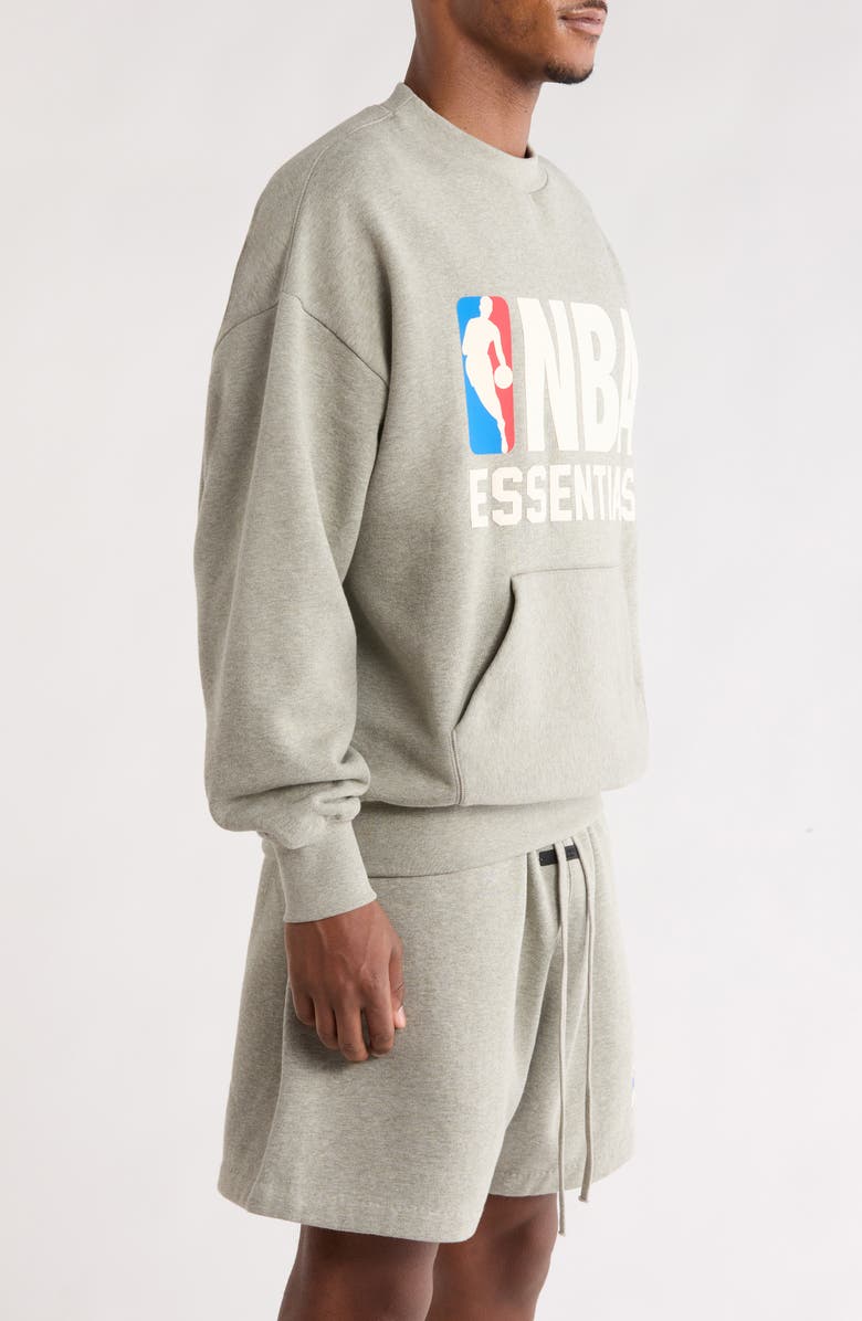 Fear of God Essentials x NBA Classic Fit Graphic Sweatshirt, Alternate, color, Concrete Heather